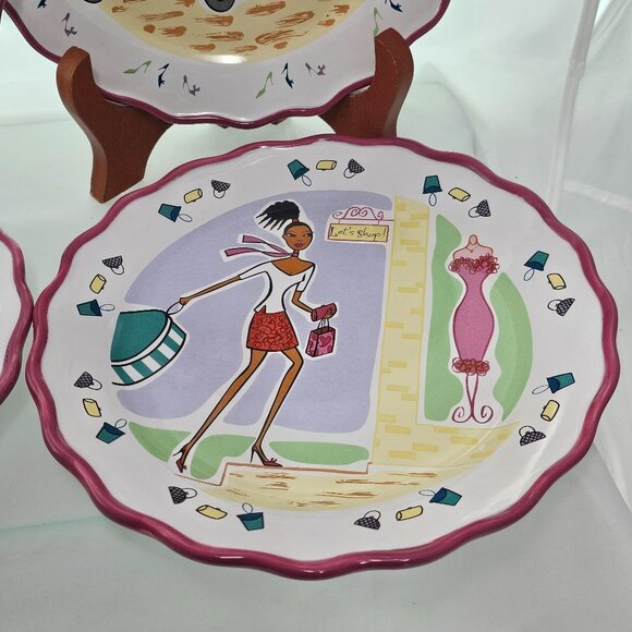 4 Mary Kay Girlfriends Plates 8" salad lunch dessert scalloped edges New boxed - Picture 7 of 9